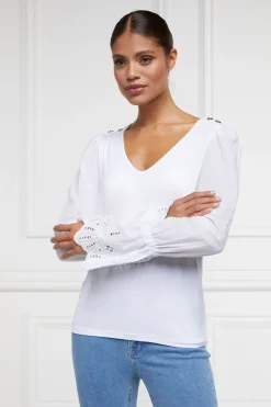 Holland Cooper Shirts & Blouses|Shop By Product-Camilla V-Neck Blouse White