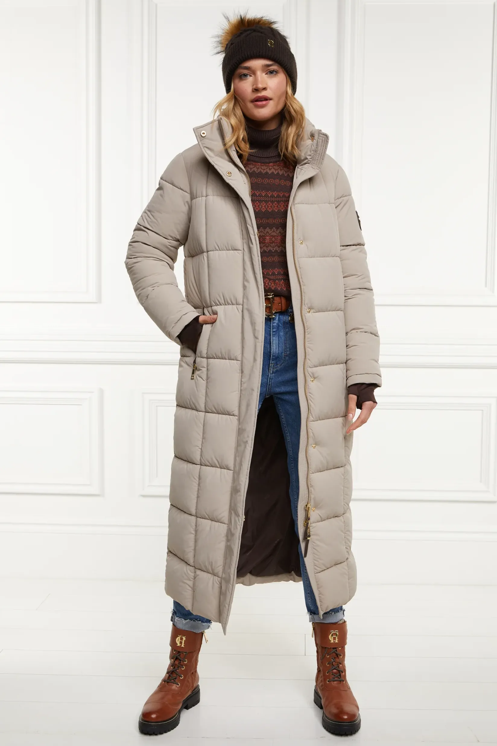 Holland Cooper Coats|Country Collection-Carrington Longline Coat Stone