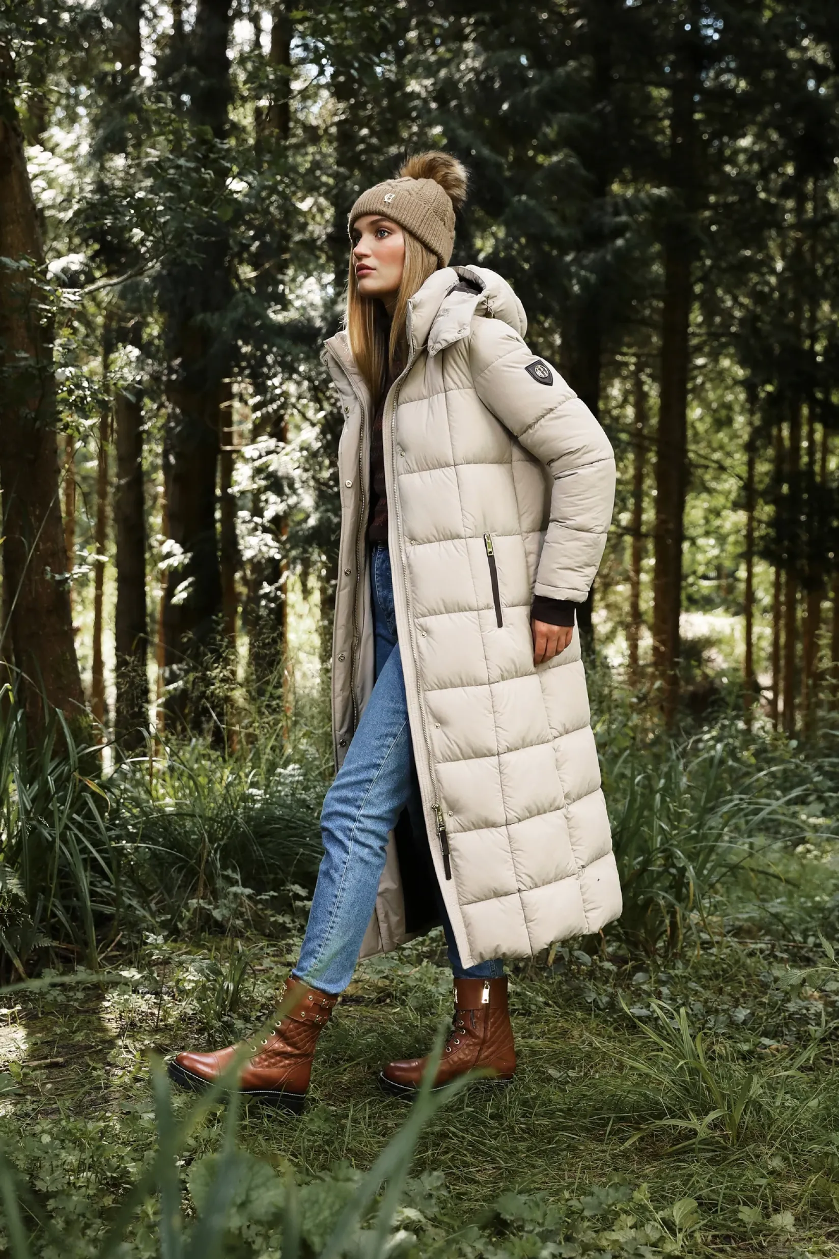 Holland Cooper Coats|Country Collection-Carrington Longline Coat Stone