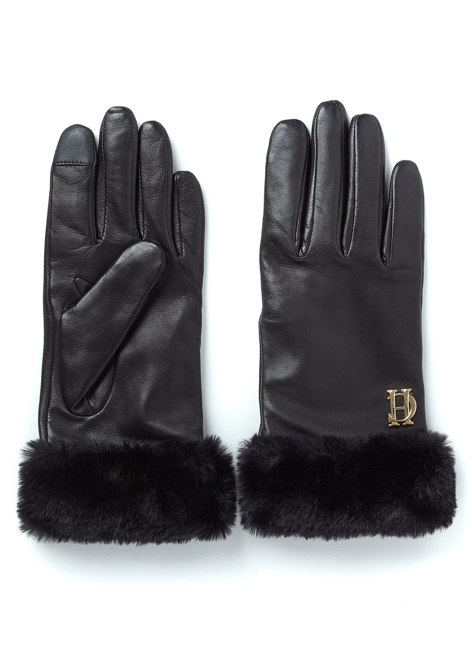 Holland Cooper Accessories|Shop Women-Cashmere Lined Faux Trim Leather Gloves
