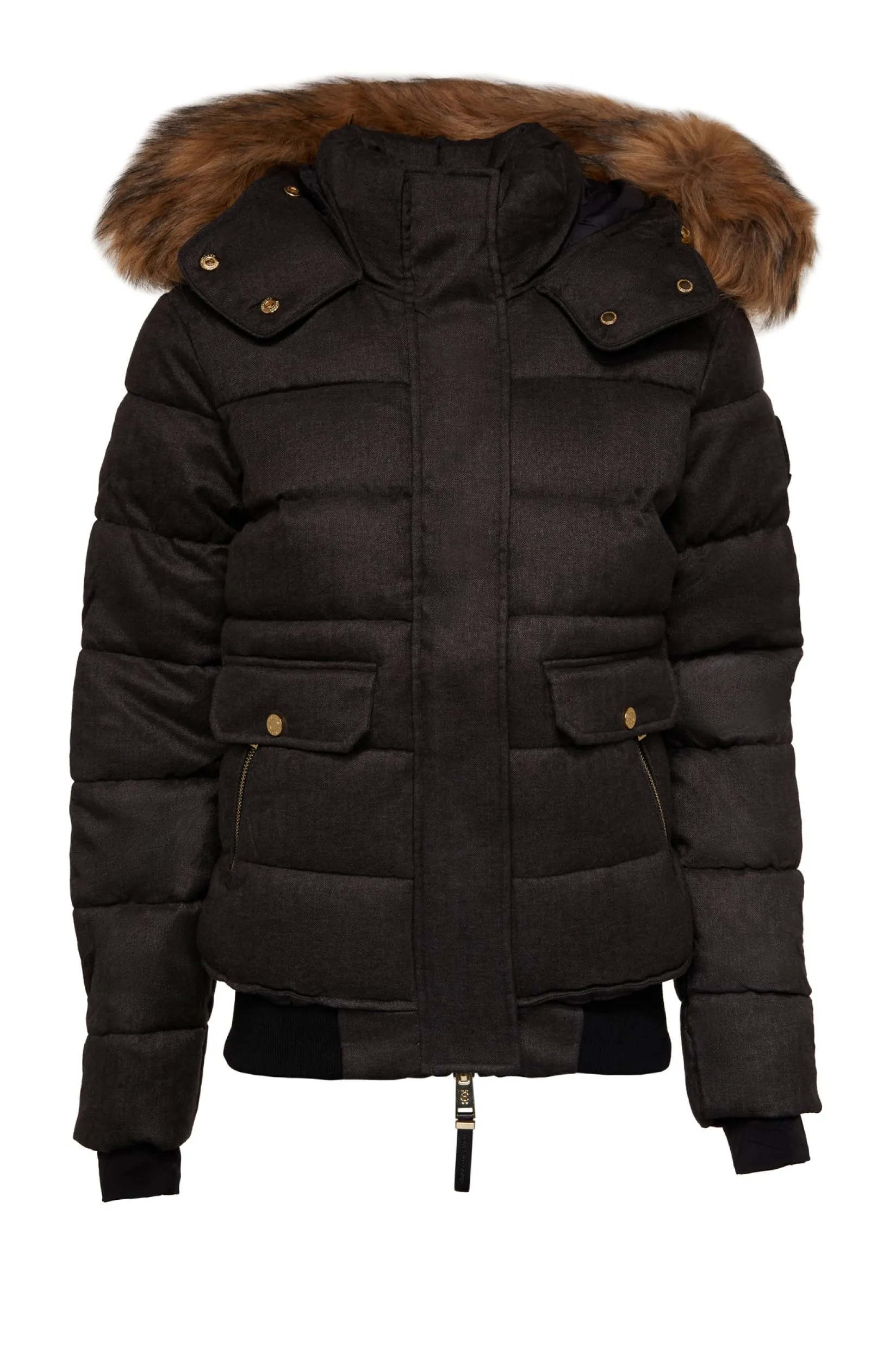 Holland Cooper Coats-Cervinia Puffer Charcoal Tweed