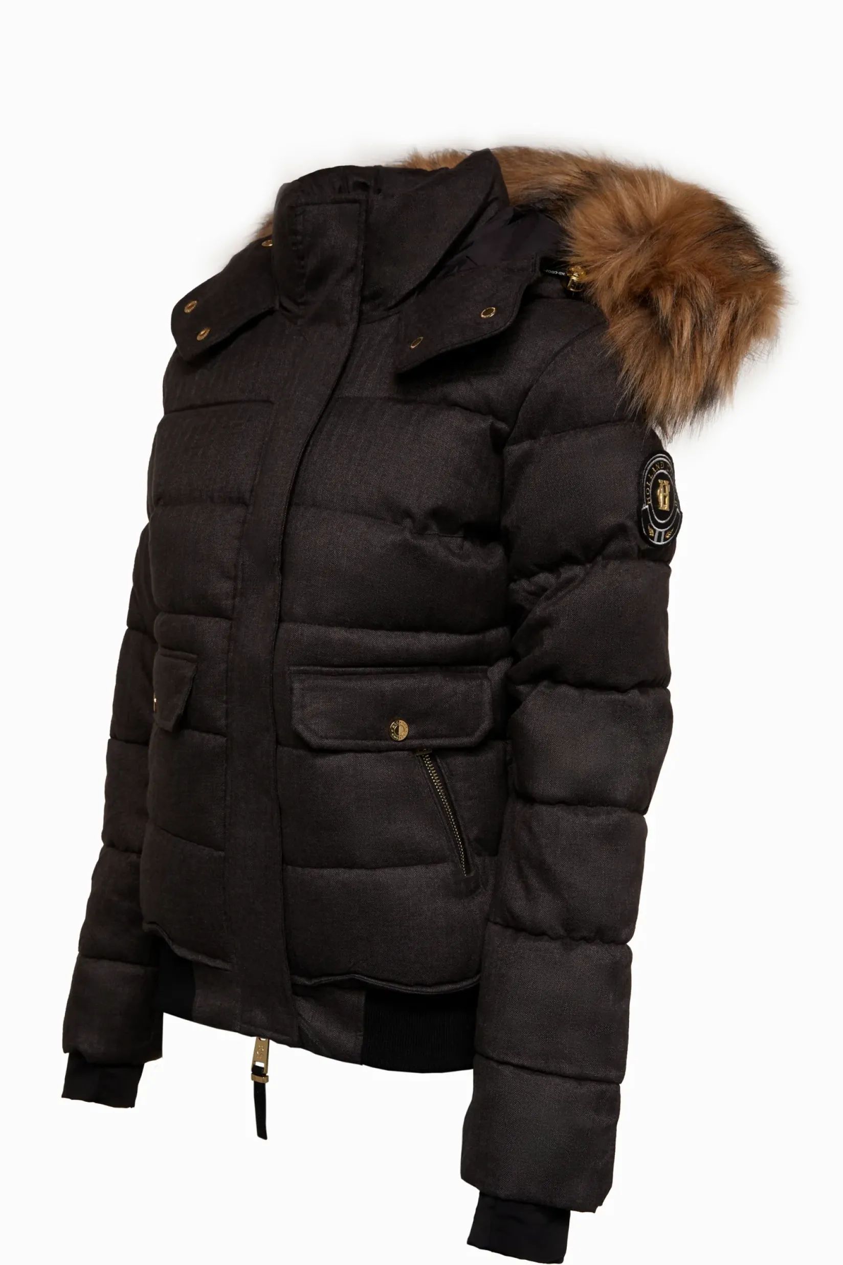 Holland Cooper Coats-Cervinia Puffer Charcoal Tweed