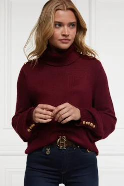 Holland Cooper Gifts For Her|Knitwear-Chamonix Roll Neck Knit Wine