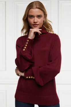 Holland Cooper Gifts For Her|Knitwear-Chamonix Roll Neck Knit Wine