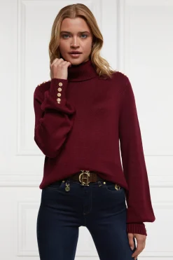 Holland Cooper Gifts For Her|Knitwear-Chamonix Roll Neck Knit Wine
