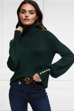 Holland Cooper Après Ski|Knitwear-Chamonix Roll Neck Knit Emerald