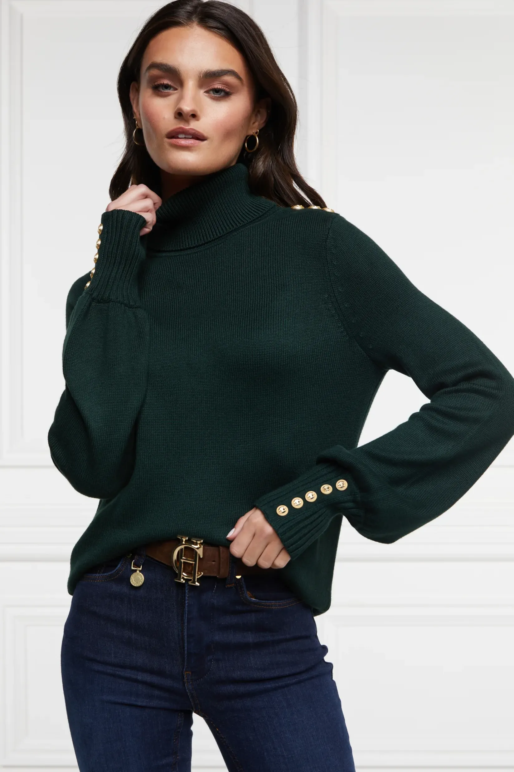 Holland Cooper Après Ski|Knitwear-Chamonix Roll Neck Knit Emerald