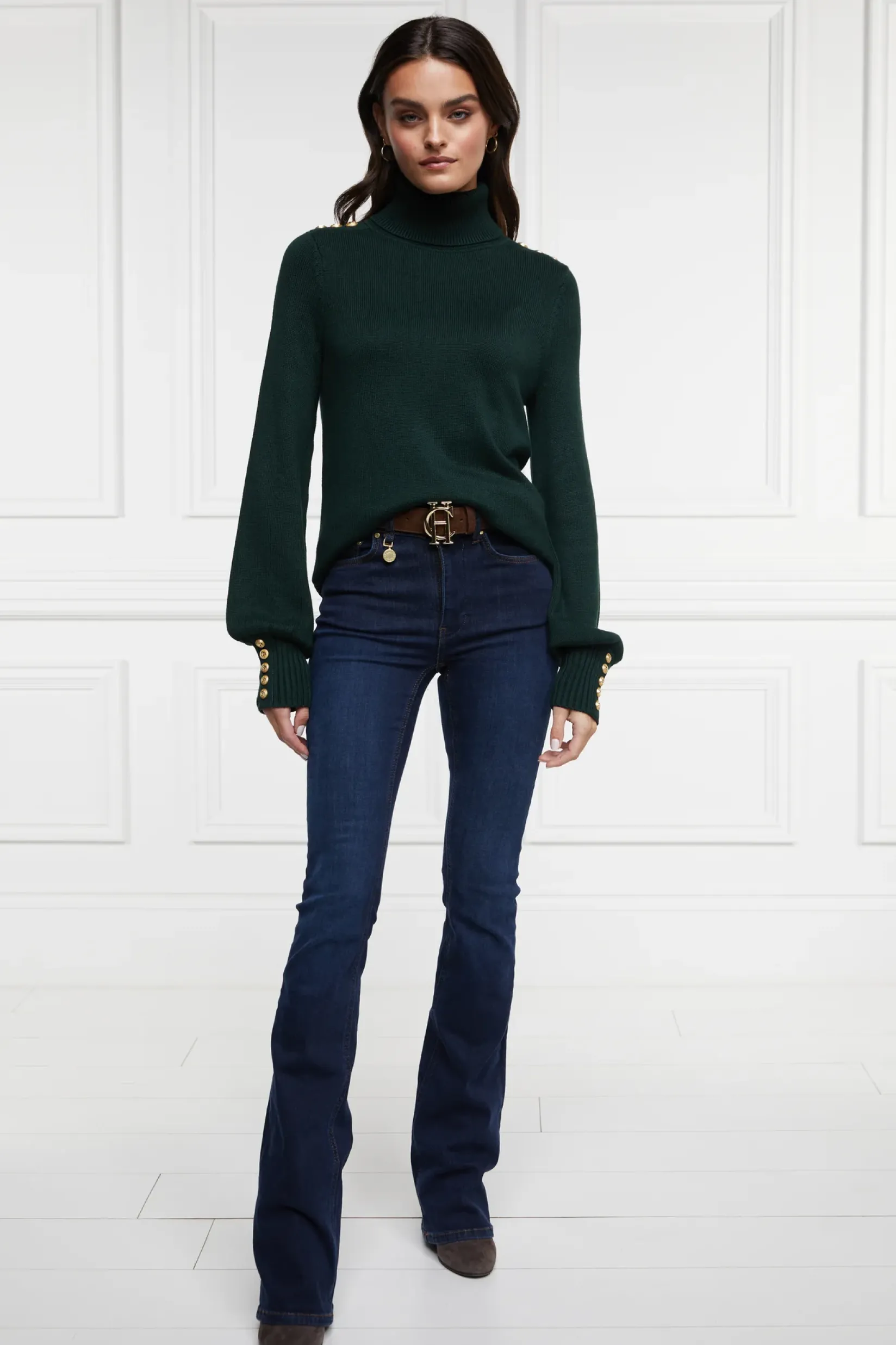 Holland Cooper Après Ski|Knitwear-Chamonix Roll Neck Knit Emerald