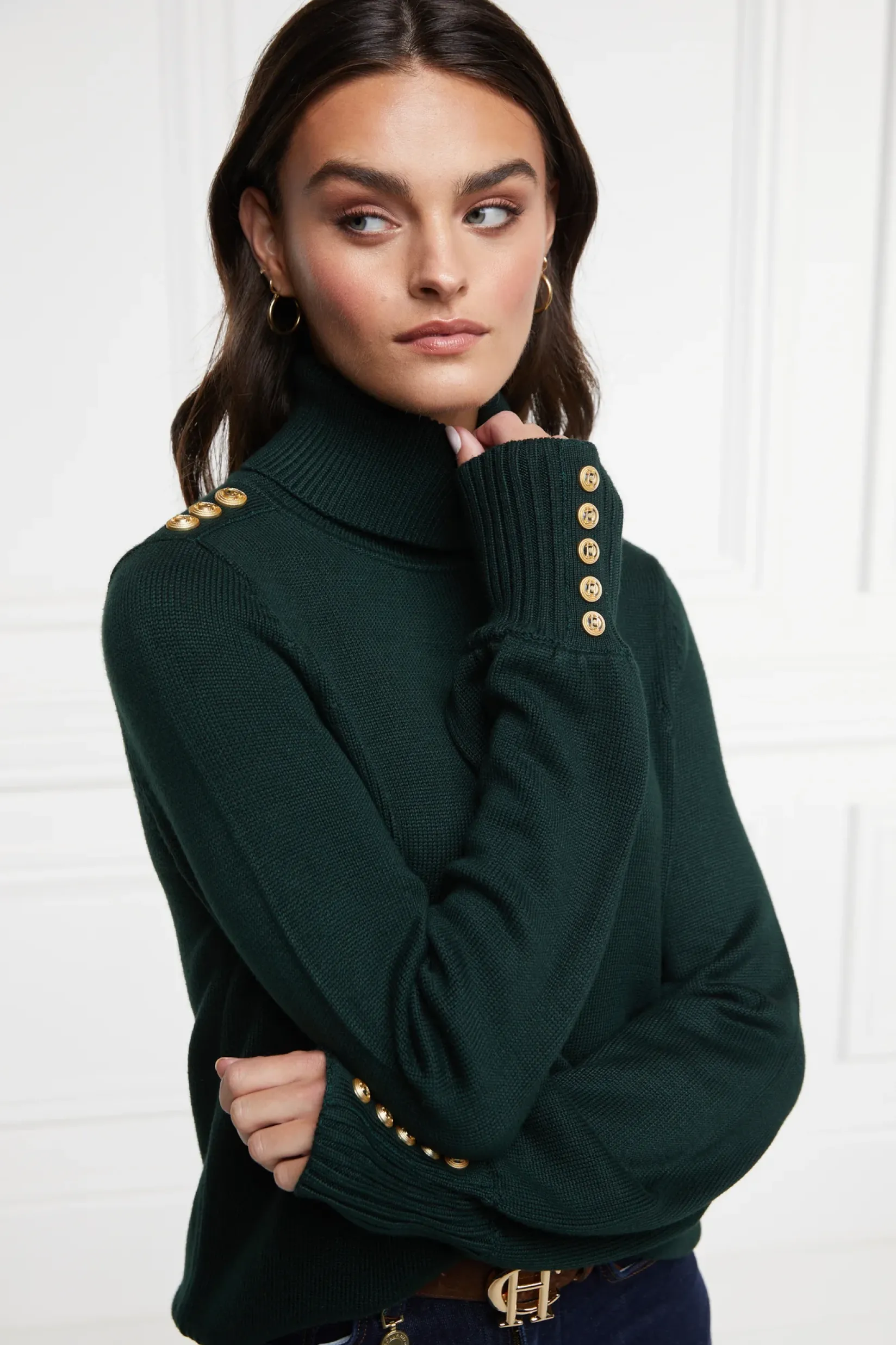 Holland Cooper Après Ski|Knitwear-Chamonix Roll Neck Knit Emerald