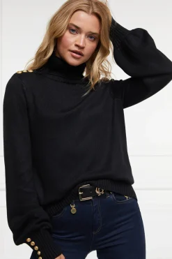 Holland Cooper Knitwear-Chamonix Roll Neck Knit Black