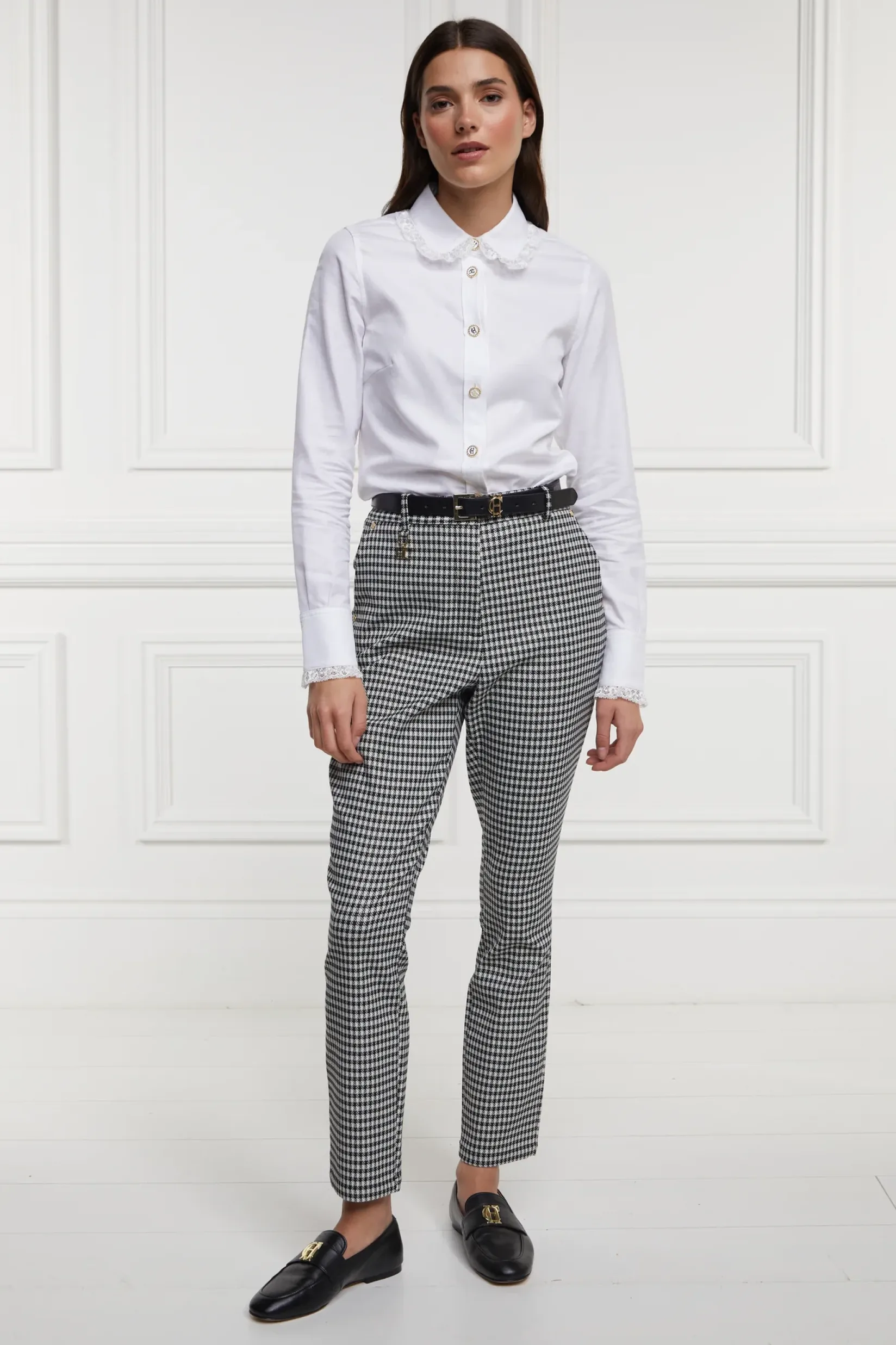 Holland Cooper Trousers|Workwear Wardrobe-Charlton Trousers Houndstooth Gold