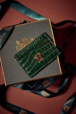 Holland Cooper Gifts For Him|Small Leather Goods-Chelsea Card Holder Emerald Croc