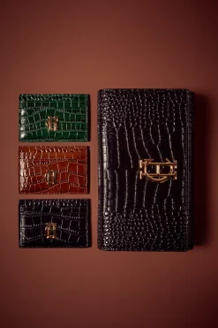 Holland Cooper Gifts For Him|Small Leather Goods-Chelsea Card Holder Emerald Croc