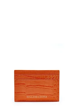 Holland Cooper Small Leather Goods|Small Leather Goods-Chelsea Card Holder Orange Croc