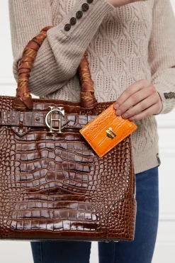 Holland Cooper Small Leather Goods|Small Leather Goods-Chelsea Card Holder Orange Croc