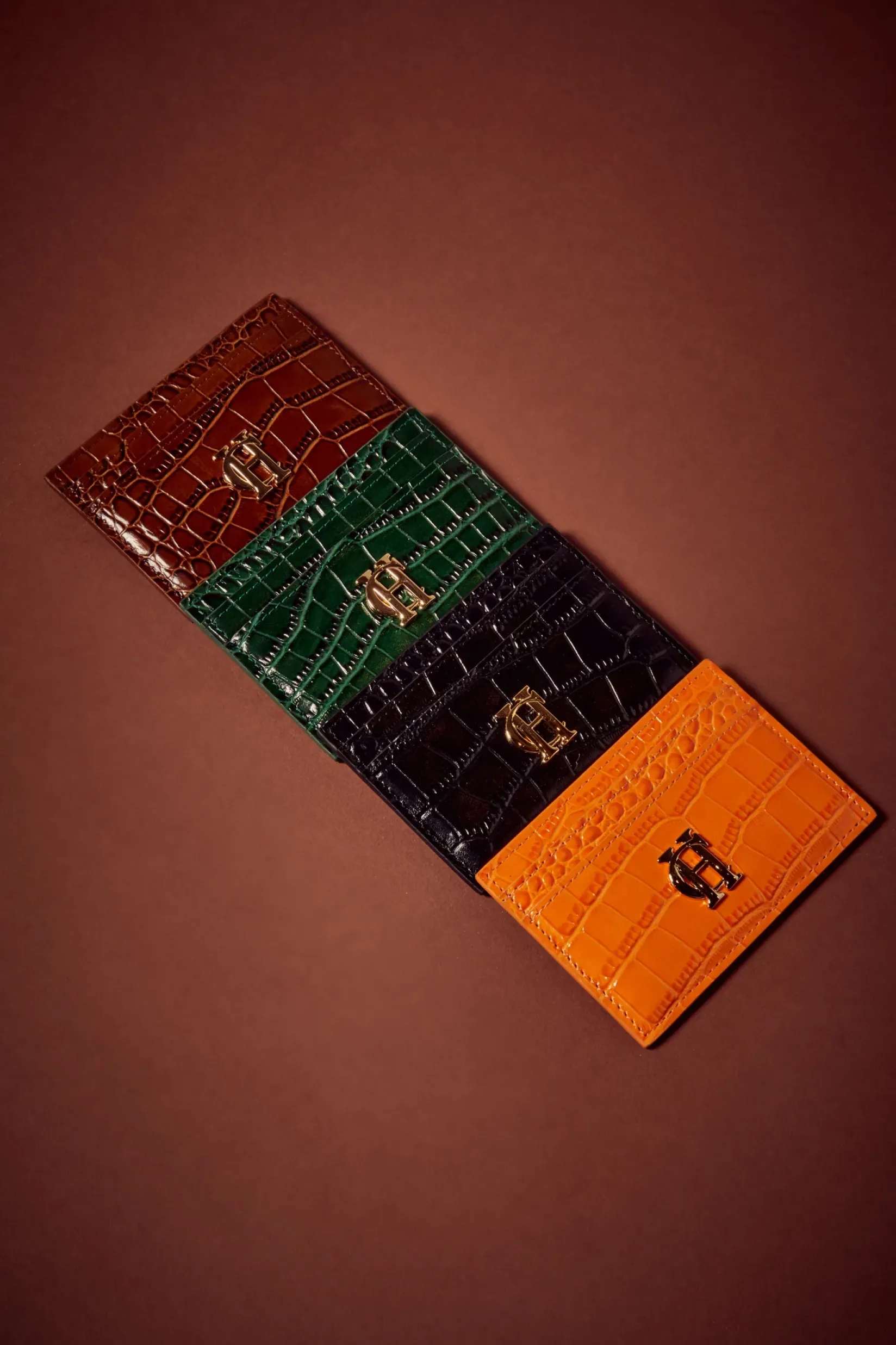 Holland Cooper Small Leather Goods|Small Leather Goods-Chelsea Card Holder Orange Croc