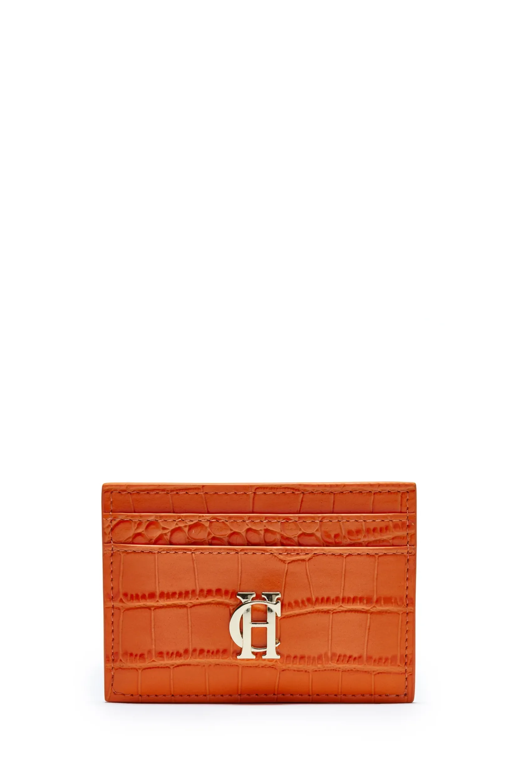Holland Cooper Small Leather Goods|Small Leather Goods-Chelsea Card Holder Orange Croc