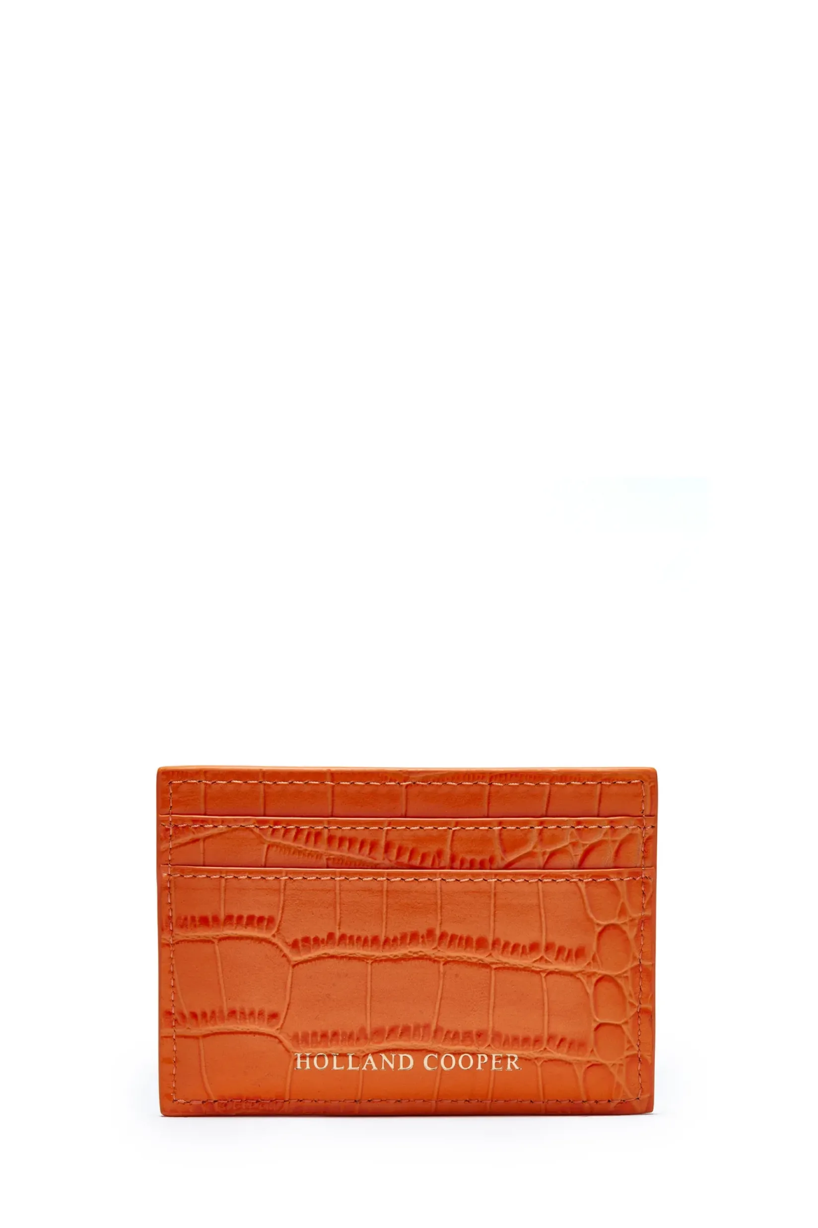 Holland Cooper Small Leather Goods|Small Leather Goods-Chelsea Card Holder Orange Croc