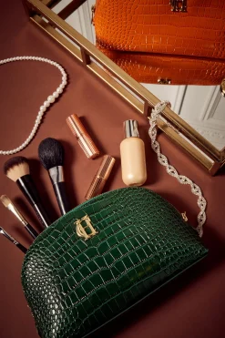 Holland Cooper Gifts For Her|Holdalls & Travel Bags-Chelsea Makeup Bag Emerald Croc