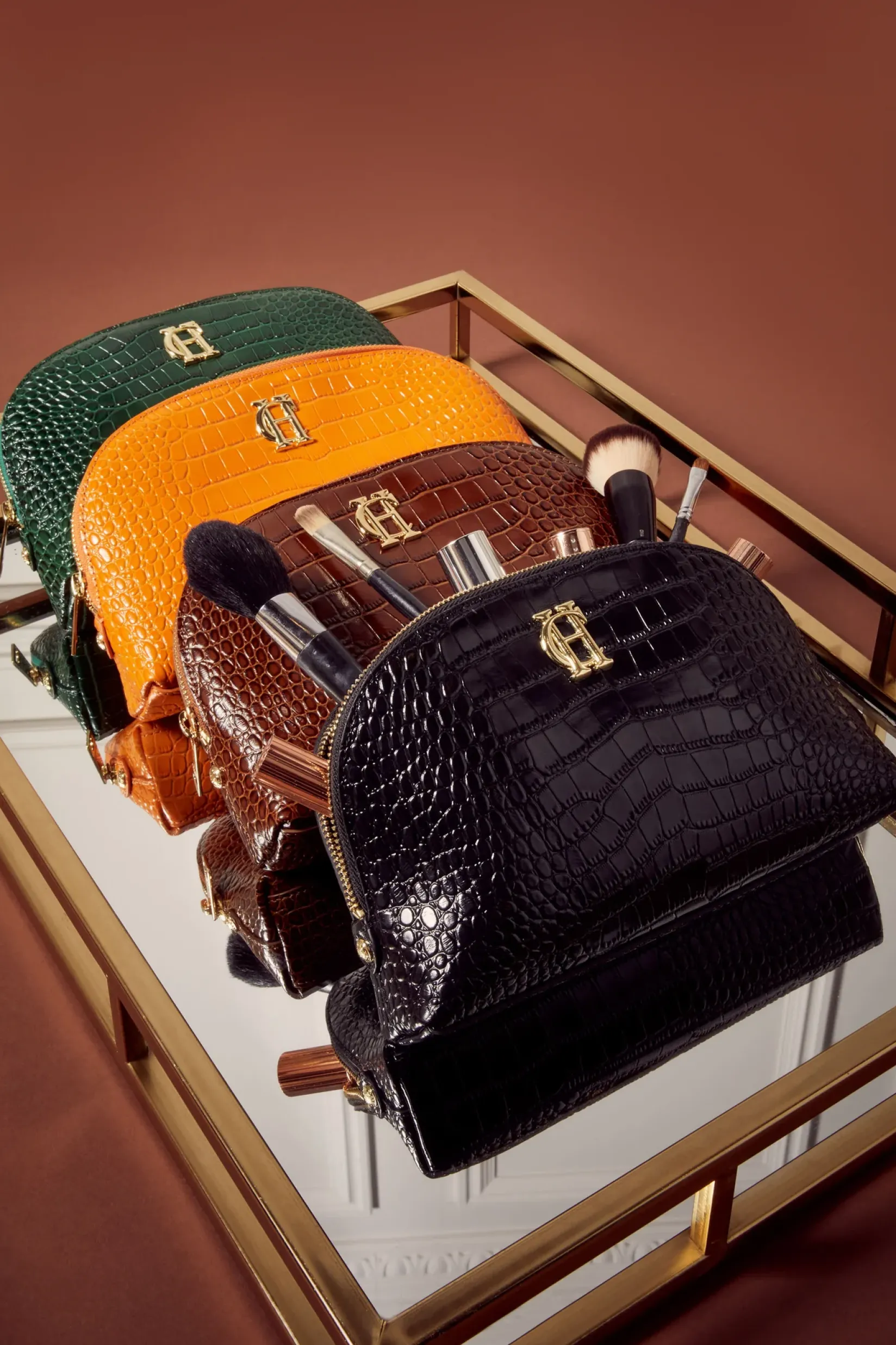 Holland Cooper The Perfect Gesture|Gifts For Her-Chelsea Makeup Bag Black Croc