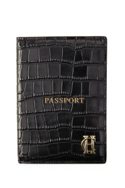 Holland Cooper Gifts For Him|Wardrobe Staples-Chelsea Passport Holder Black Croc