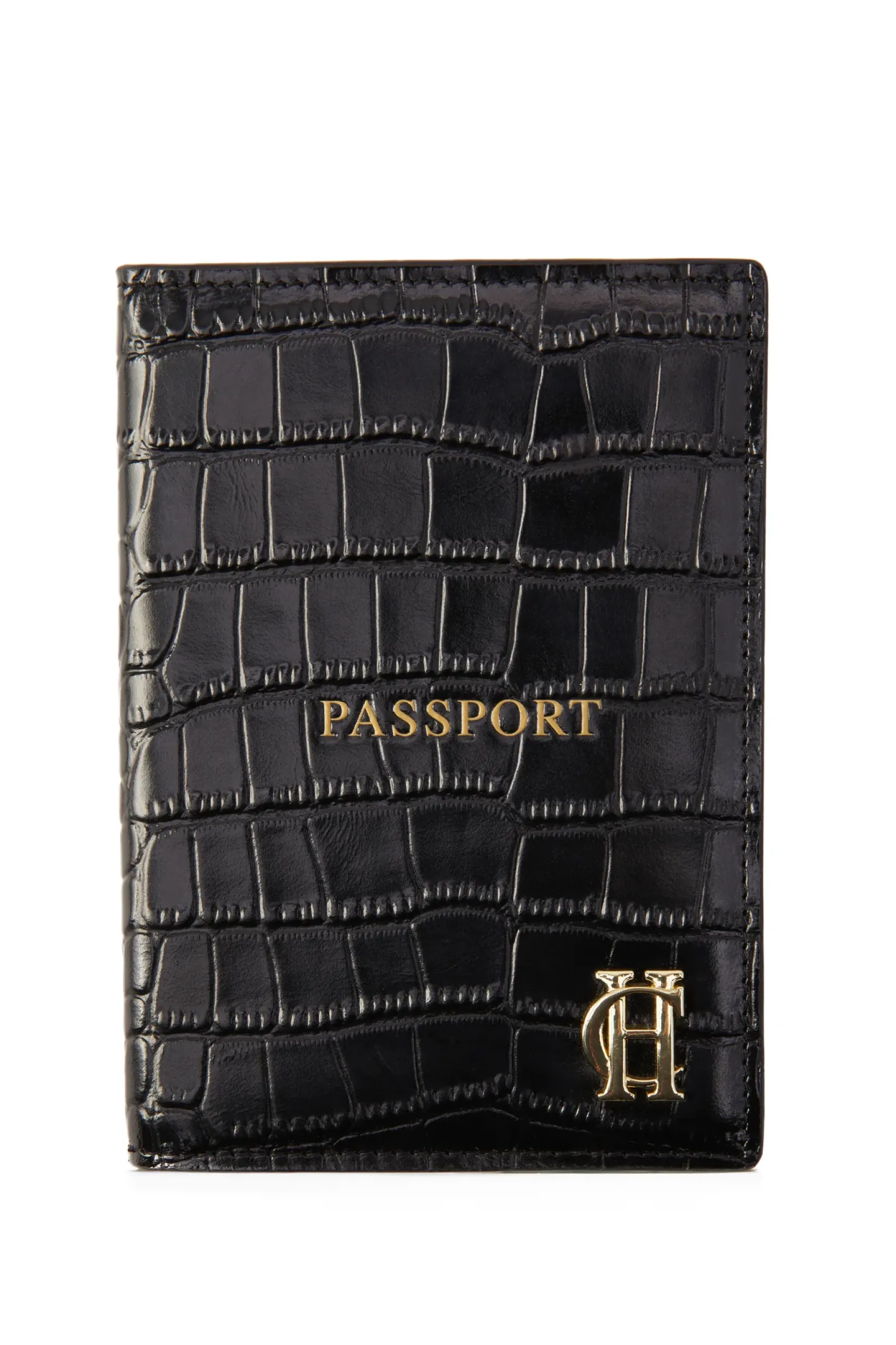 Holland Cooper Gifts For Him|Wardrobe Staples-Chelsea Passport Holder Black Croc