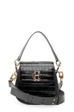 Holland Cooper Crossbody Bags|Bags-Chelsea Saddle Bag Black Croc