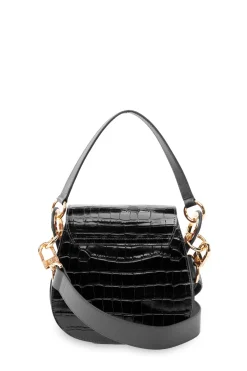 Holland Cooper Crossbody Bags|Bags-Chelsea Saddle Bag Black Croc