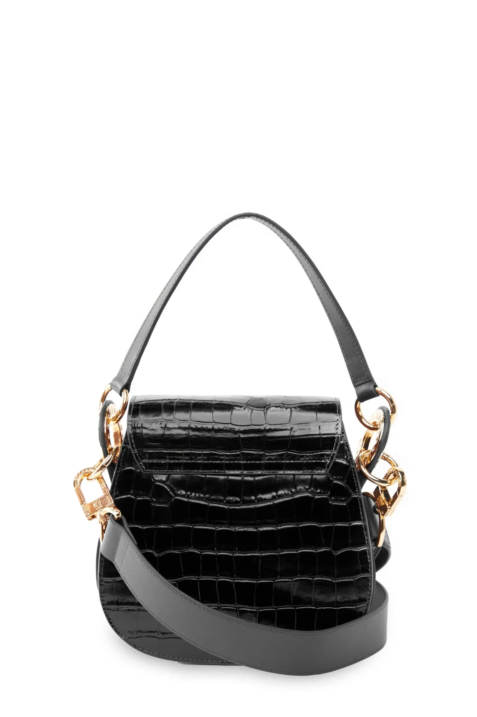 Holland Cooper Crossbody Bags|Bags-Chelsea Saddle Bag Black Croc