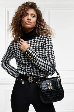 Holland Cooper Crossbody Bags|Bags-Chelsea Saddle Bag Black Croc