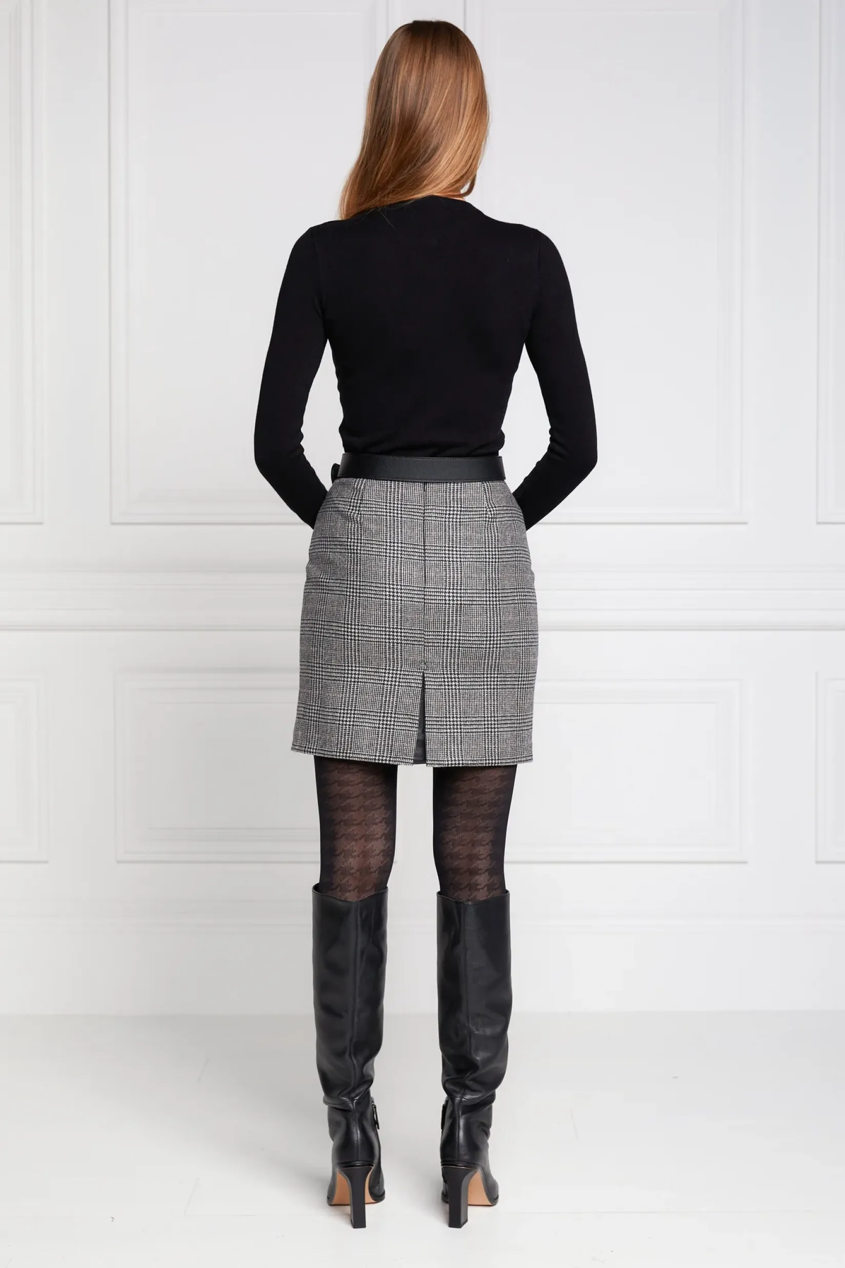 Holland Cooper Skirts-Chelsea Skirt Prince of Wales Black