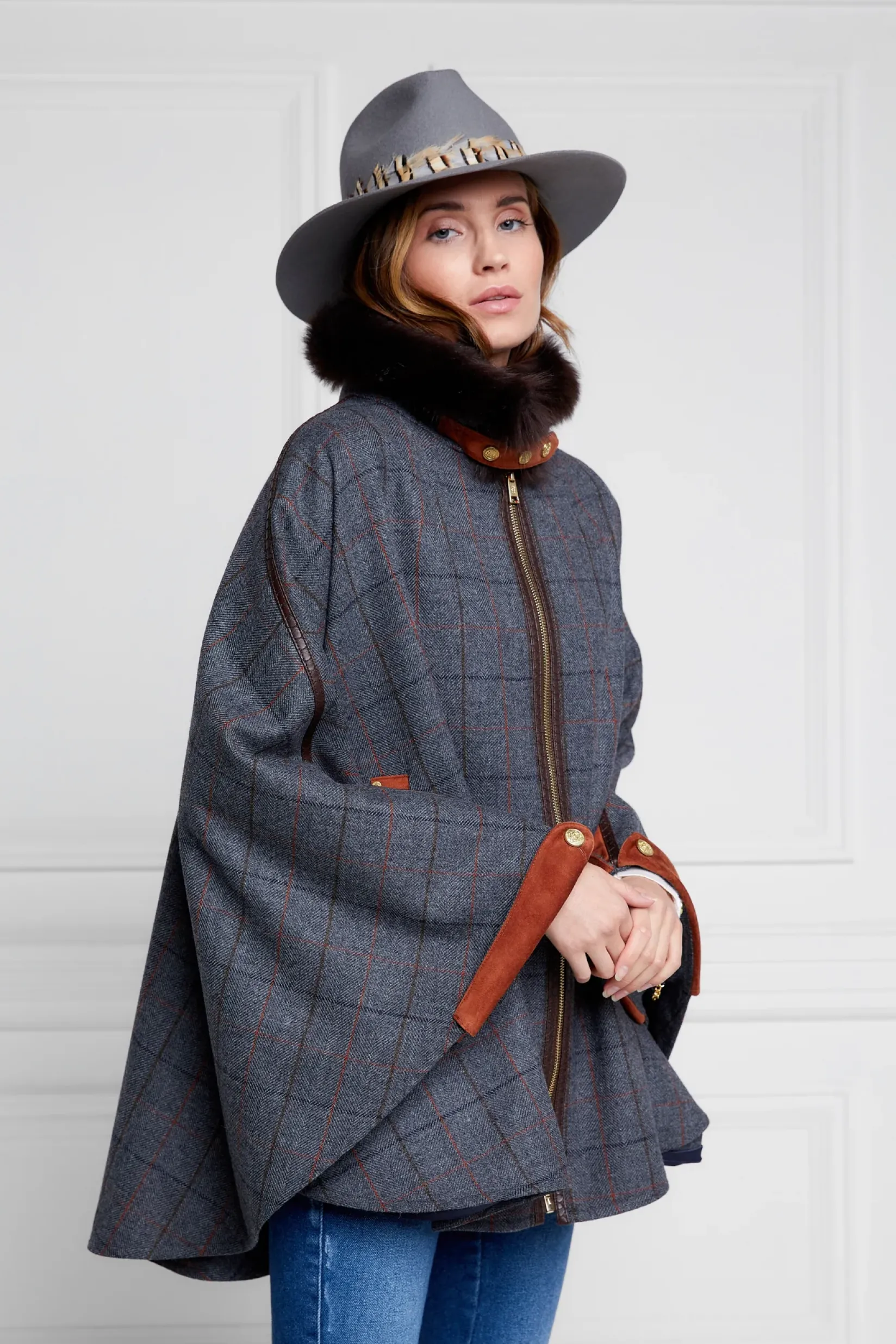 Holland Cooper Capes|In Stock Tailoring-Chiltern Cape Mid Blue Check