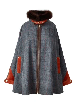 Holland Cooper Capes|In Stock Tailoring-Chiltern Cape Mid Blue Check