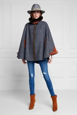 Holland Cooper Capes|In Stock Tailoring-Chiltern Cape Mid Blue Check