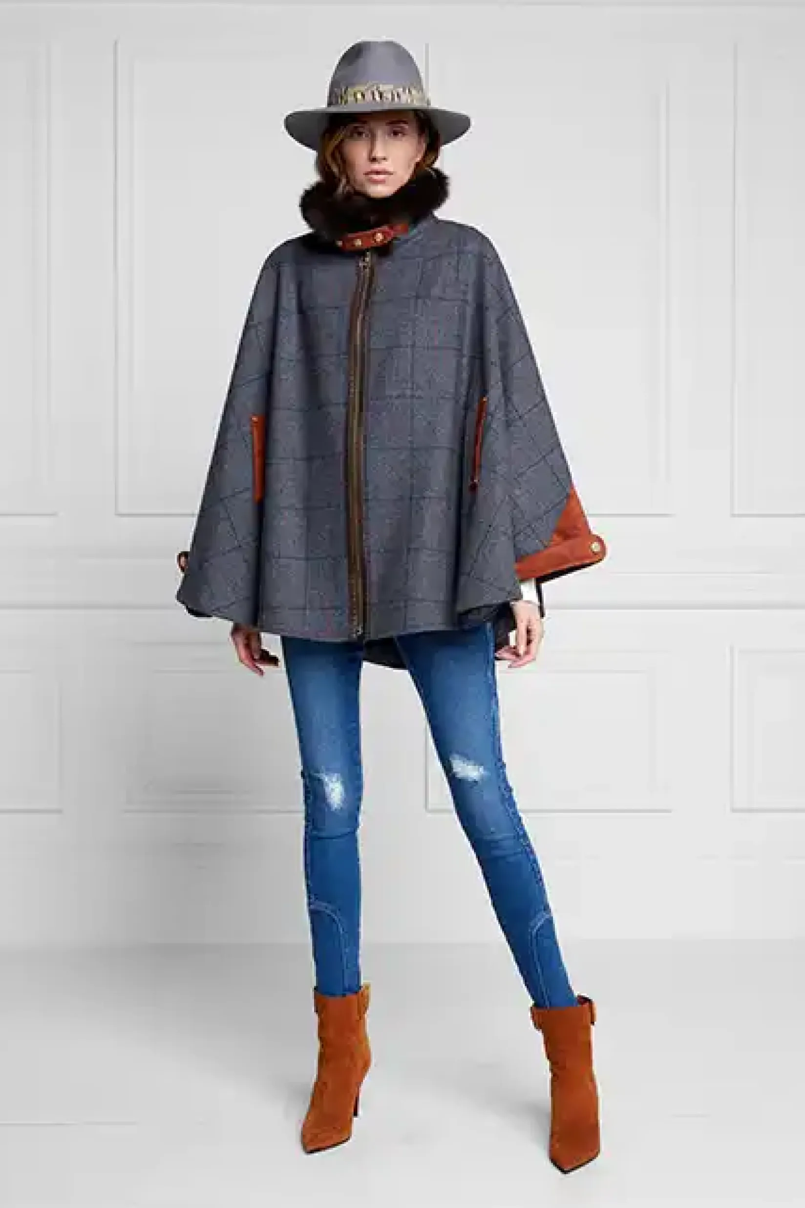 Holland Cooper Capes|In Stock Tailoring-Chiltern Cape Mid Blue Check