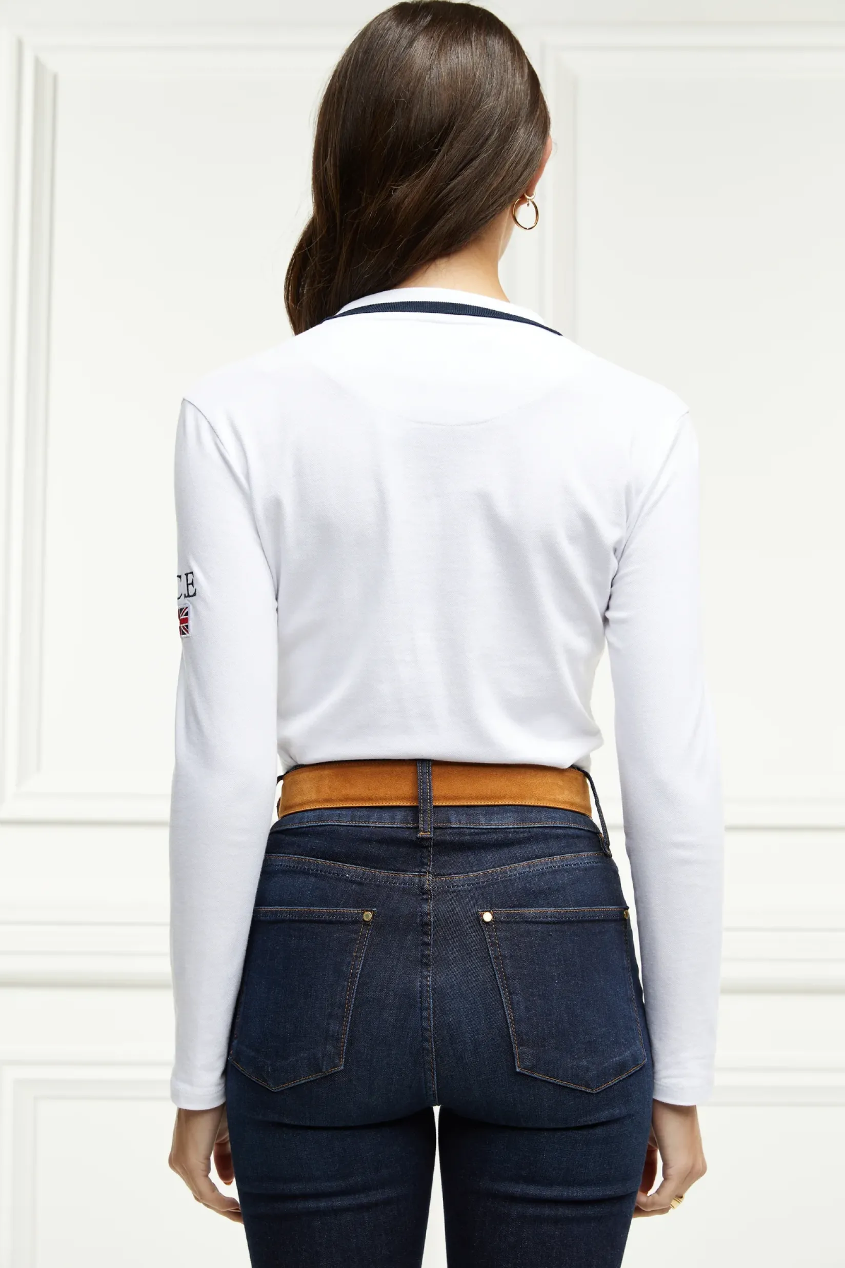Holland Cooper Polo Shirts & Tees|Equestrian Casualwear-Classic Long Sleeve Polo Shirt White