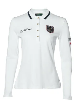 Holland Cooper Polo Shirts & Tees|Equestrian Casualwear-Classic Long Sleeve Polo Shirt White