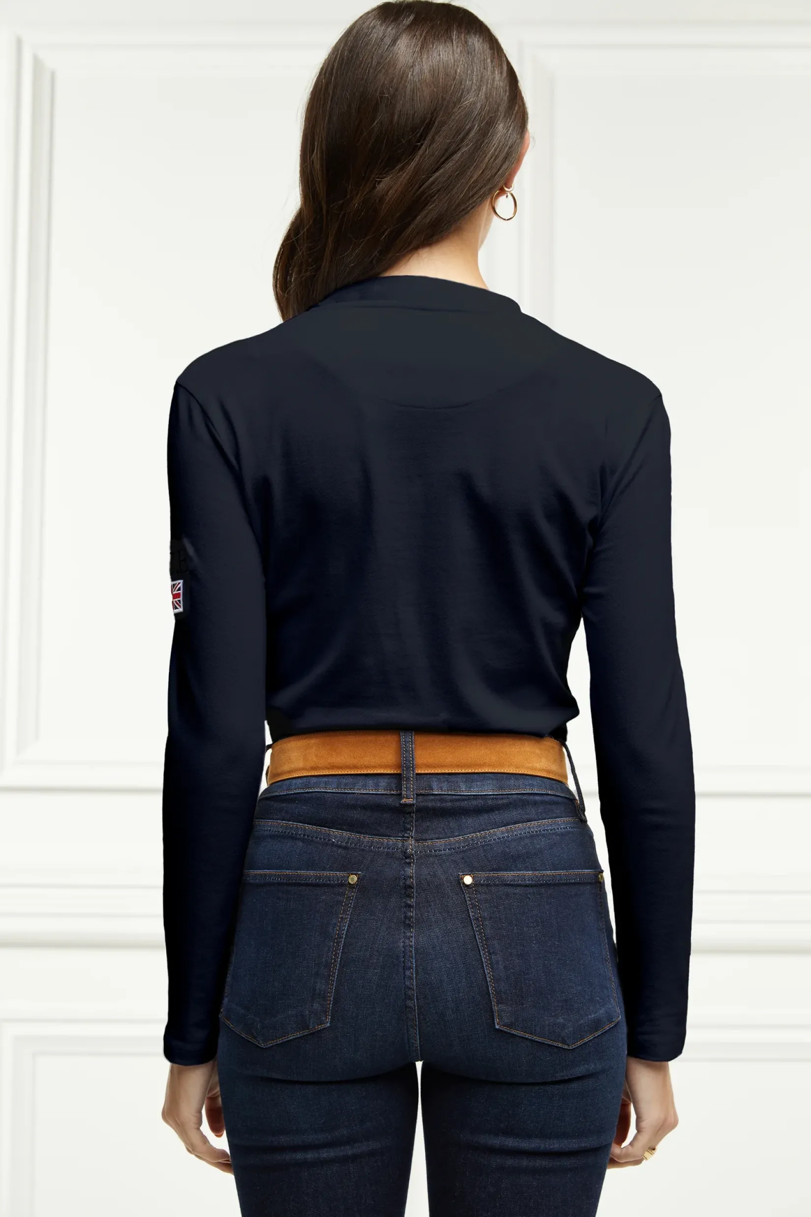Holland Cooper Equestrian Casualwear|Training Wear-Classic Long Sleeve Polo Shirt Ink Navy