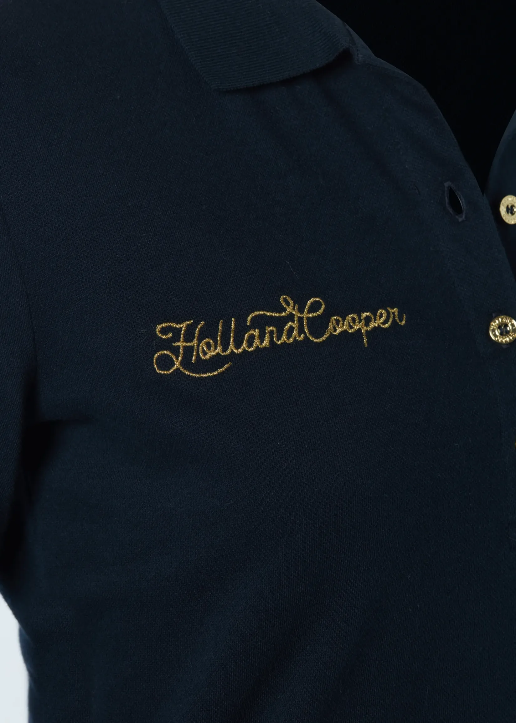 Holland Cooper Equestrian Casualwear|Training Wear-Classic Long Sleeve Polo Shirt Ink Navy