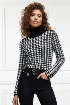 Holland Cooper Knitwear-Classic Roll Neck Knit Houndstooth