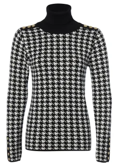 Holland Cooper Knitwear-Classic Roll Neck Knit Houndstooth