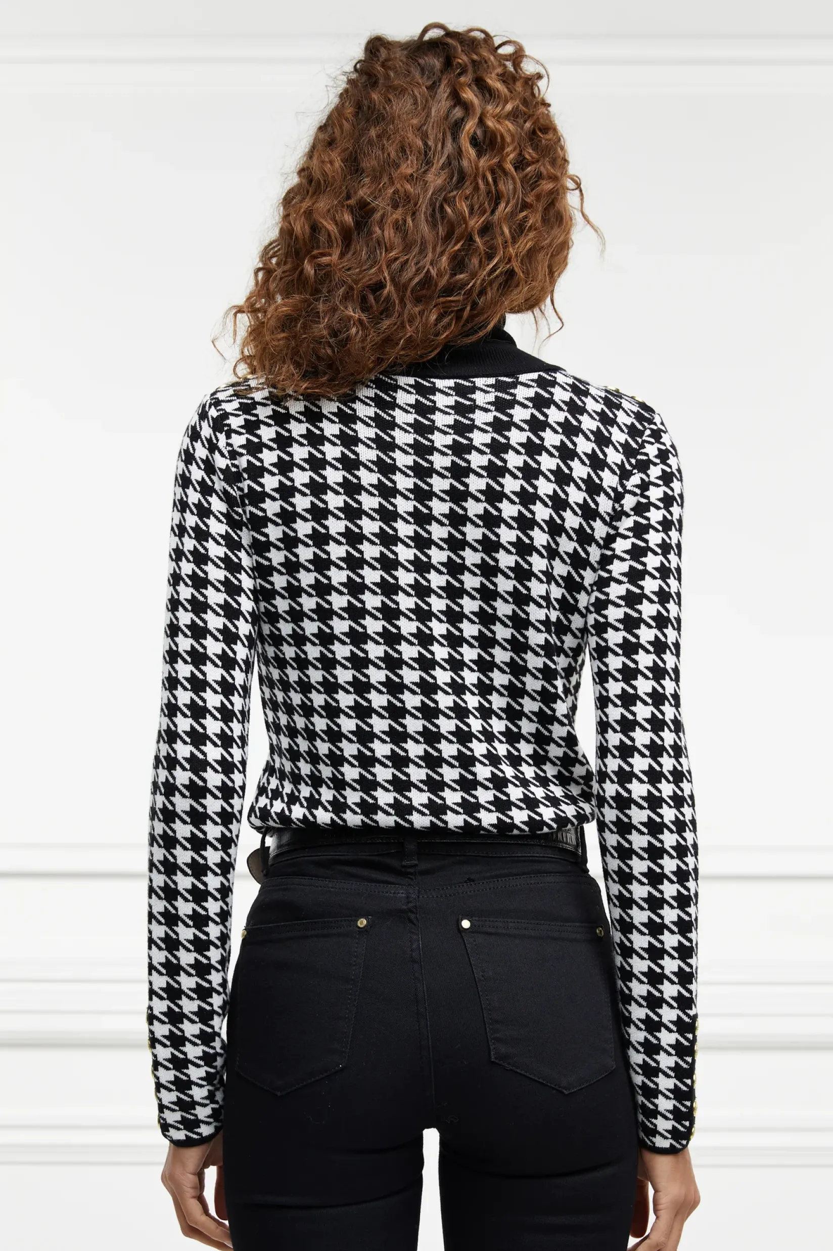 Holland Cooper Knitwear-Classic Roll Neck Knit Houndstooth