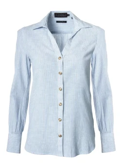 Holland Cooper Shirts & Blouses|Shop By Product-Classic V-Neck Blouse Azure Stripe