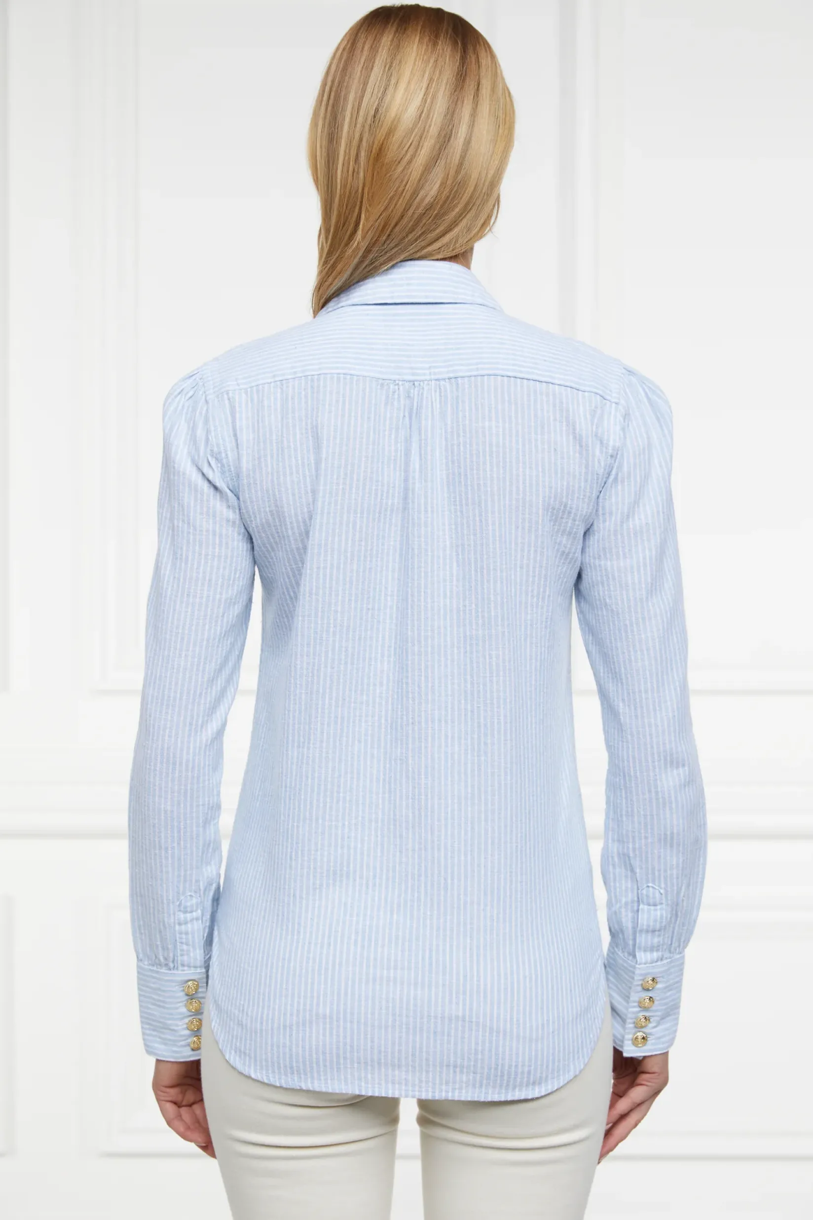 Holland Cooper Shirts & Blouses|Shop By Product-Classic V-Neck Blouse Azure Stripe