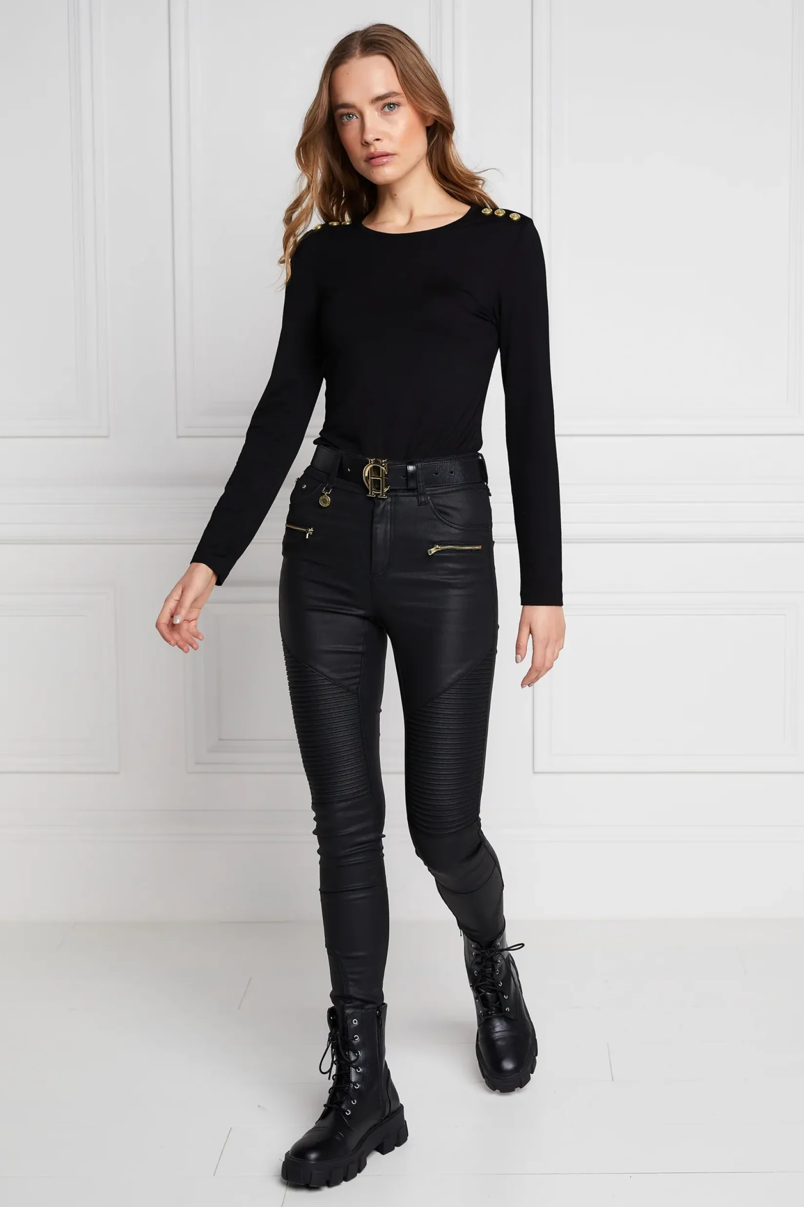 Holland Cooper Jeans-Coated Biker Jean