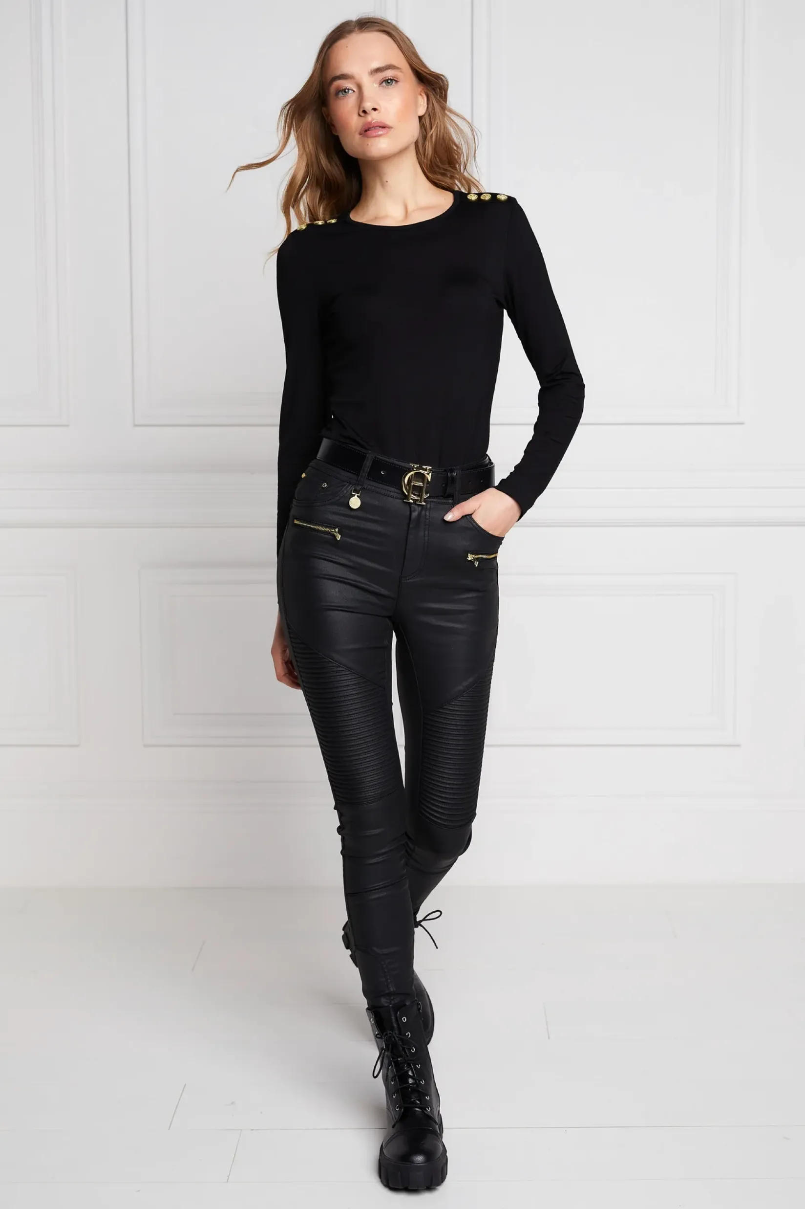 Holland Cooper Jeans-Coated Biker Jean