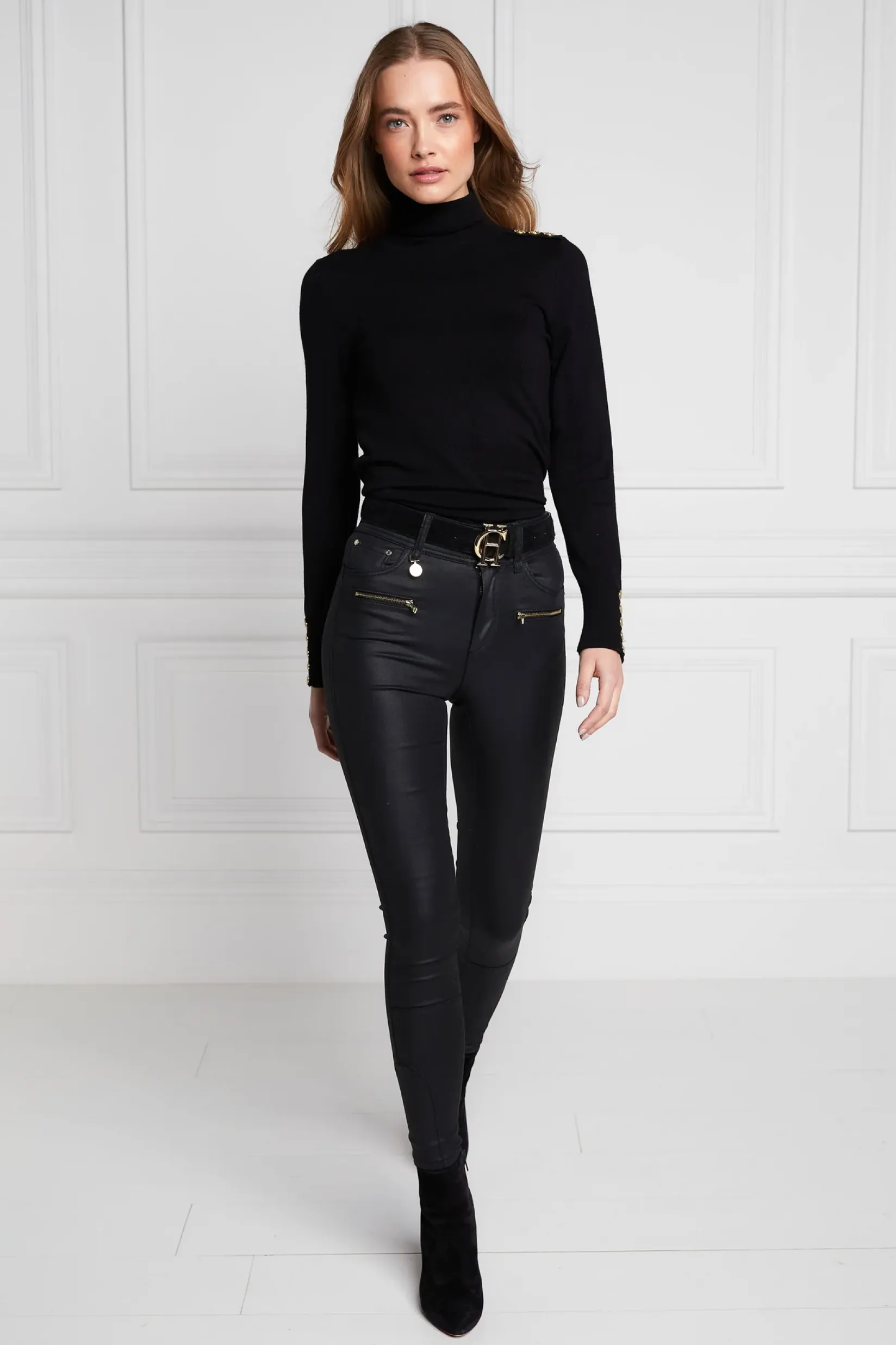 Holland Cooper Jeans-Coated Jodhpur Jean Black