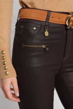Holland Cooper Jeans|Country Collection-Coated Jodhpur Jean Chocolate
