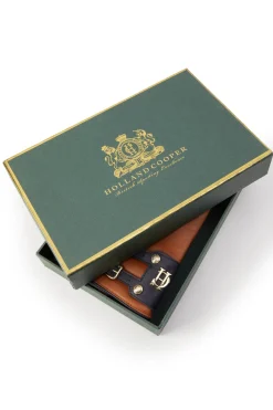 Holland Cooper Accessories|Shop Women-Contrast Leather Gloves Tan Ink Navy