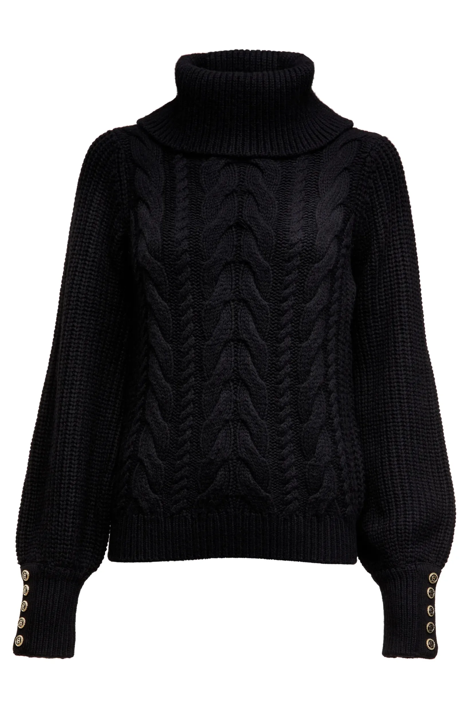 Holland Cooper Knitwear|Après Ski-Corded Roll Neck Knit Black